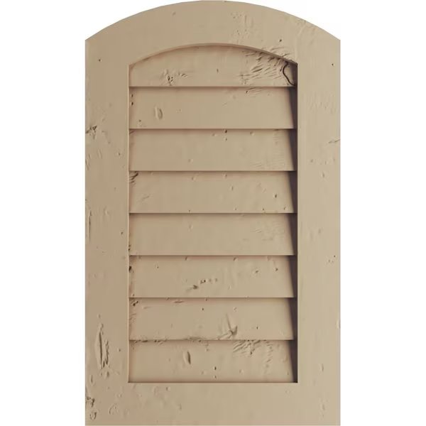 Timberthane Knotty Pine Arch Top Faux Wood Non-Functional Gable Vent, Primed Tan, 34